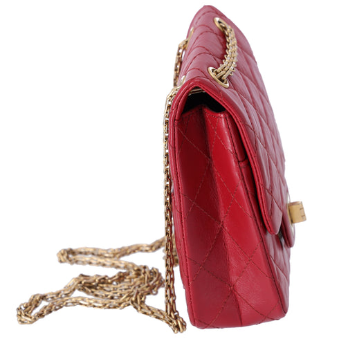 CHANEL Matelasse 2.55 Reissue Shoulder Bag Red Calfskin Leather